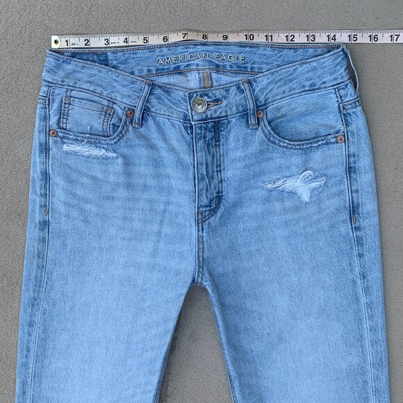 American Eagle Outfitters Tomgirl Straight Leg Hidden Button-Up Fly Jeans - Picture 12 of 15